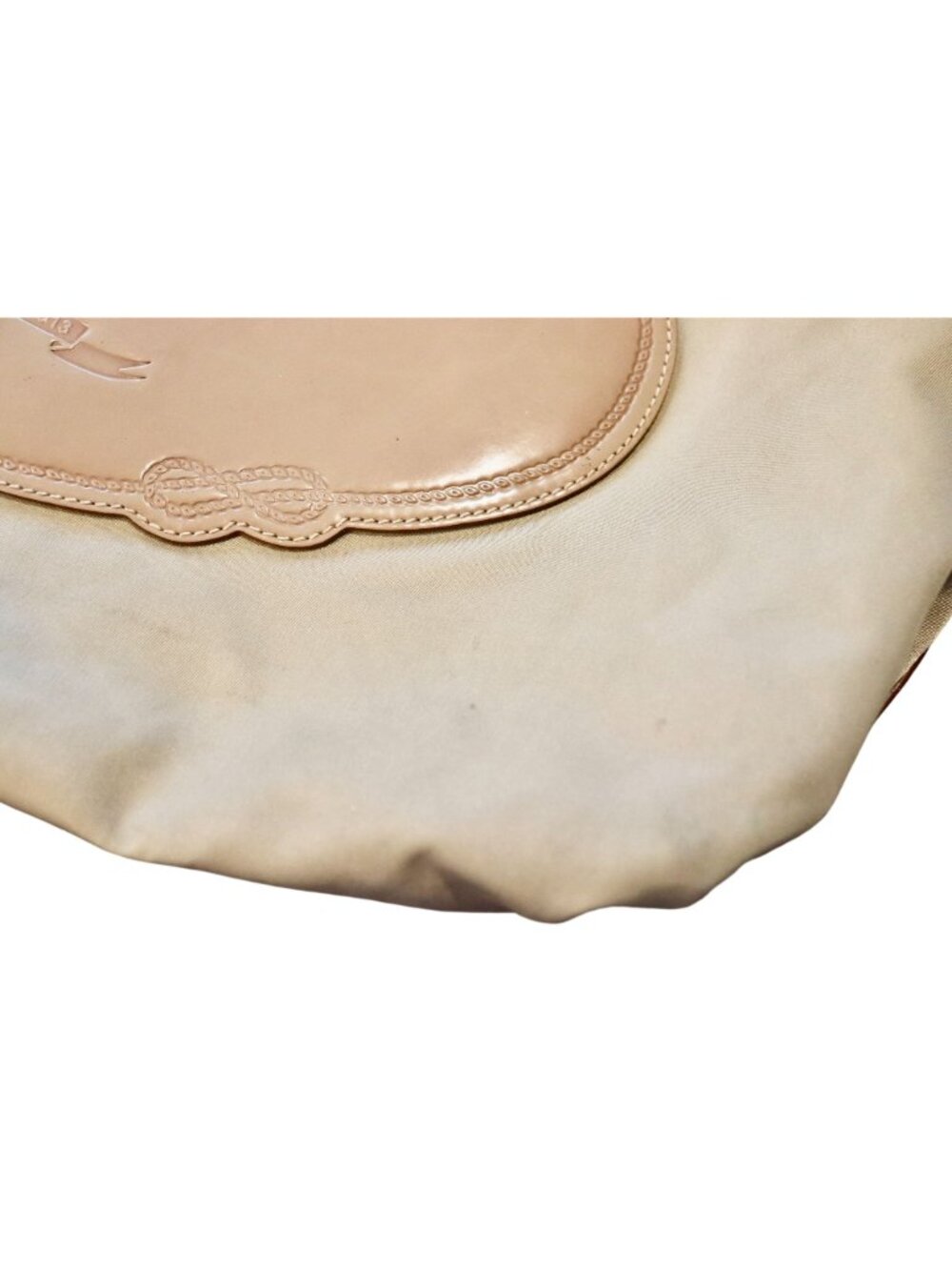 Prada Tessuto Beige Nylon & Patent Leather Hobo Shoulder Bag with COA - Picture 8 of 11